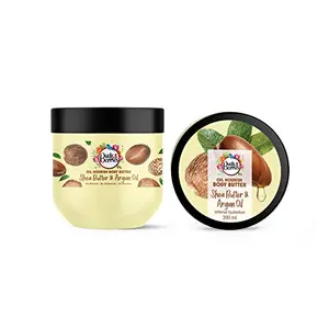 Buds & Berries Shea Butter and Argan Oil Oil Nourishing Body Butter for Intense Hydration | All Skin Types | No Silicone No Mineral Oil No Paraben | 200 ml