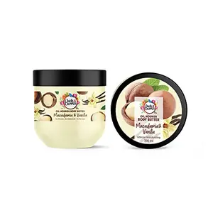 Buds & Berries Macadamia and Vanilla Oil Nourishing Body Butter for Intense Moisturization | All Skin Types | No Silicone No Mineral Oil No Paraben | 200 ml