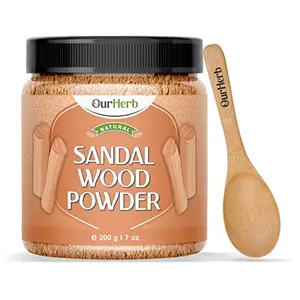 OurHerb Sandalwood Powder Face Pack Pure & Natural Skin Whitening Face Mask and Facial for All Type of Skin Care with Wooden Spoon - 200g