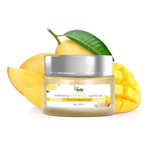 Vedic Naturals Exfoliating Mango Lip Scrub-15g | Treats Chapped Lips & Pigmentation | Enriched With Mango Butter Kokum Butter & Shea Butter