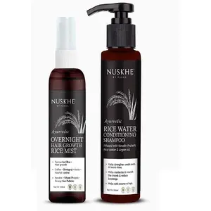 NUSKHE BY PARAS Xtreme Hair Growth Combo - Rice Water Hair Mist and Rice Water Conditioning Shampoo Xtreme Hair Growth Combo - Rice Water Hair Mist and Rice Water Conditioning Shampoo
