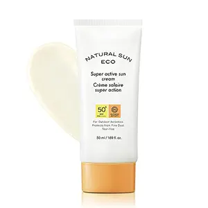 The Face Shop Natural Sun Eco Super Active Unisex Sun Cream with SPF 50+ PA +++ Protect From Fine Dust for Protection from UVA and UVB Rays Blue Light & Digital Devices 50ml