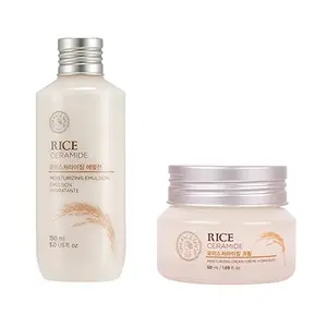 The Face Shop Rice Ceramide Intense Moisturizing Combo | Has Rice Extracts for Brightening & Ceramide for intense Moisturizing | With Ceramide that Improves Skin Texture & Moisturizes the skin | Ideal for Dry skin | Korean Skin care Products