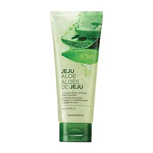 The Face Shop Jeju Aloe Fresh Soothing Foam Cleanser | Gel to Foam cleanser for SkinBody and Face | Hydrating & cooling cleanser 150ml