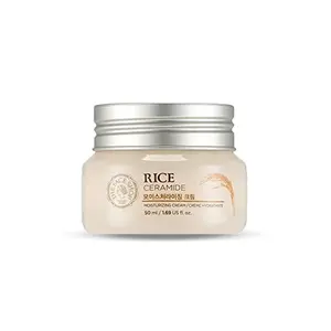 The Face Shop Rice & Ceramide Moisturizing Cream with Rice Extracts for brightening and Moisturizing |Moisturizing Face Cream for All Skin Types |Face Cream for brightening and strengthening the skin barrier |Paraben and Paraffins Free Korean skin care pr