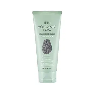 The Face Shop The Faceshop Jeju Volcanic Lava Scrub Foam Gentle Exfoliator for Tan Removal Whiteheads and Blackheads |for Normal to Oily Skin140ml