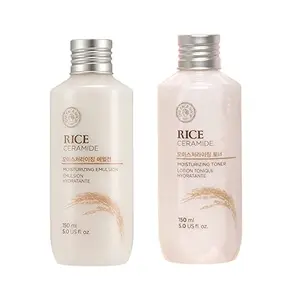 The Face Shop 2 Step Rice & Ceramide Skin Routine |Face cream with Rice Extract and Ceramide |With Ceramide that Improves Skin Texture & Moisturies the skin |Ideal for Dry skin| Helps tightens enlarged pores & Replenishes skin |Korean Skin care Products