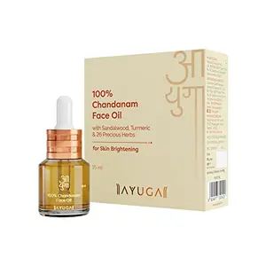 Ayuga 100% Chandanam Face Oil with Sandalwood & Turmeric for Skin Brightening | Light-& Non-Sticky | Improves Skin Hydration & Moisturization | For All Skin Types | 15 ml