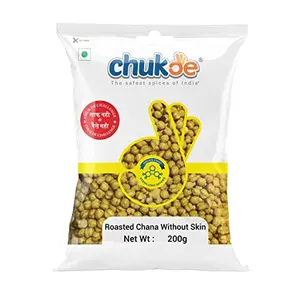 Chukde Roasted Chana without Skin | for Healthy Snacks Chaat Salads Trail Mix Curry Chutney and Ladoo | Rich in Protein Fiber. Laboratory Tested and Hygienically Packed | 200 Gram | Pack of 2