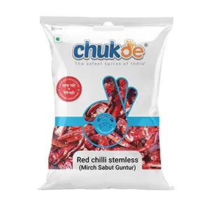 Chukde Spices Stem Less Red Chilli Whole (Lal mirch Sabut) 200g pack of 2