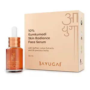 Ayuga 10% Kumkumadi Skin Radiance Oil-Based Face Serum With Saffron & Lotus Extracts For Dull Skin Pigmentation & Dark Spots Kumkumadi Tailam Based Serum 30ml