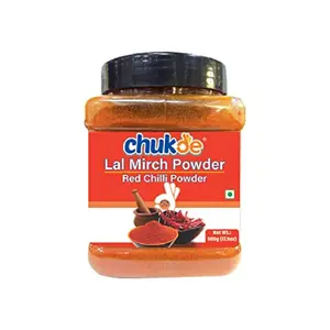 Chukde Spices Lal Mirch (Red Chilli) Powder | All Natural | Salt-Free | Vegan | No Colors | Friendly | NON-GMO | Indian Origin | PET Jar | 500g