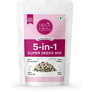 Heka Bites Roasted 5-in-1 Super Seeds Mix 250g (Pack of 1) | Rich in Iron Vitamins and Omega-3 Fatty Acids | Diet Snacks