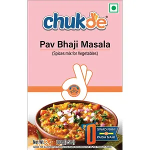 Chukde Pav Bhaji Masala - 100g | Sterilized & Fumigated 100% Natural Ingredients No Harmful Dyes High Natural Oil Content | Safest Spices of India 27 Quality Tests ETO Sterilization | Proudly Made in India.