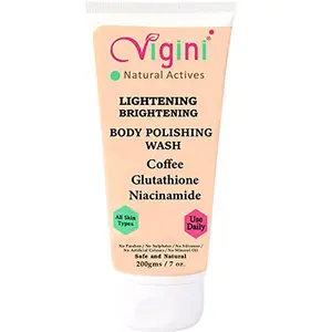 Vigini Body Skin Lightening Brightening Polishing Moisturizing Free Scrub Gel Wash 200ml De Tan Exfoliate Remove Pigmentation Dark Spots Glutathione Coffee For Unisex