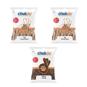 Chukde Spices Cassia Sticks (Taj Bark) 50g pack of 2 + Clove 50g