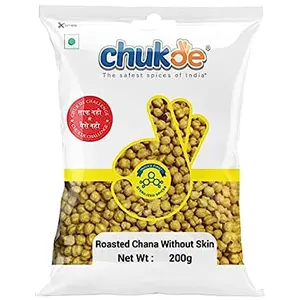Chukde Roasted Chana without Skin - 800 Gm (200 Gm x 4) | for Healthy Snacks Chaat Salads Trail Mix Curry Chutney and Ladoo | Rich in Protein Fiber. Laboratory Tested and Hygienically Packed