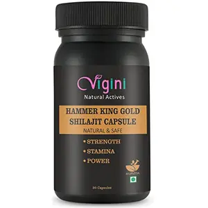 Vigini Natural Hammer King Gold Shilajit Ayurvedic Caps. Strength Stamina Power Performance Energy Vigour Vitality for Men Sudh Shilajeet Safed Musli 30 Caps