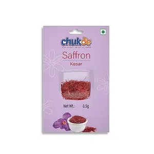 Chukde Saffron - Kesar 1 Gram (0.5 Gm x 2) | Culinary Use in Indian European Persian & Arab Cuisines | Natural Food Coloring & Flavoring Agent for Sweet & Savory Dishes