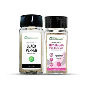 Kerala NaturSalt and Pepper Combo -Black Pepper 75g + n k Rock Salt 125g