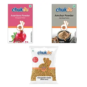 Chukde Spices Methi Dana Powder Amchur Powder Anardana Powder Super Combo (Each 100g)