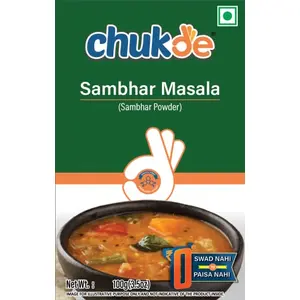 Chukde Sambhar Masala - 100g | Coriander Cumin & Kashmiri Chili Blend for South Indian Cuisine | Aromatic & Flavorful Seasoning | No ed Color | Laboratory Tested & Hygienically Packed