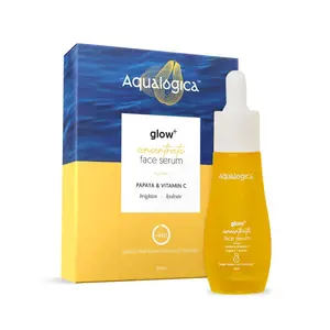 Aqualogica Glow+ Concentrate Face Serum for Glowing Skin & Skin Brightening with Vitamin C Papaya & Hyaluronic Acid Non Sticky 30 Ml