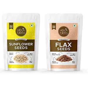 Heka Bites 100% Raw Super Seeds Assorted Pack of 2 - Flax Seeds & Sunflower Seeds 250g | Rich in Dietary Fibre and Protein| Diet Snacks| For 