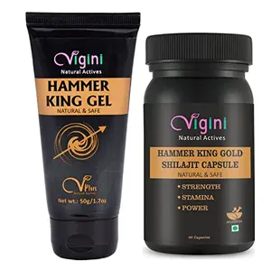 Vigini Shilajit Gold Ayurvedic Caps. Improve & Support Strength Energy Stamina Level In Male 30caps | Hammer King Gel Men 50g
