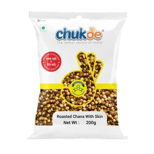 Chukde Roasted Chana with Skin - 200 Gm | Plant-Based Protein Snack | High Fiber and Low Fat | Rich in Vitamins and Miner| Lower | No Artificial Colors | Hygienically Packed.