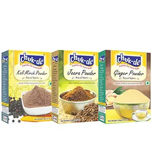 Chukde Spices Ginger Powder 100g Jeera Powder 100g and Black Pepper Powder 50g