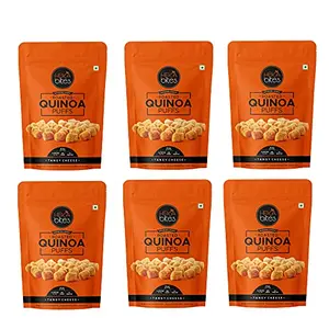HEKA bites Roasted Quinoa Puffs Tangy Cheese - Pack of 6 | Healthy Snack | 93 Kcal per Serving | High Protein and Fibre | Free (35g x 6)