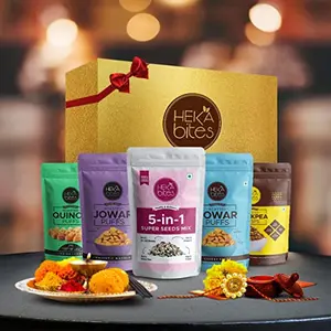 Heka Bites Rakhi Gift for Brother| Healthy Snacks Hamper with Rakhi and Handwritten Card| Rakhi Set| Rakhi Hamper