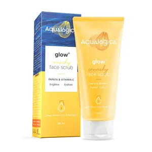 Aqualogica Glow+ Crunchy Face Scrub with Vitamin C & Papaya for Deep Exfoliation & Cleansing Refines & Brightens Skin 100 G