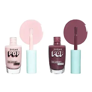 SUGAR POP Nail Lacquer - 01 Spring Bloom & 14 Berry Me 10 ml - Dries in 45 seconds - Quick-drying Chip-resistant Long-lasting. Glossy high shine Nail Enamel / Polish for women.