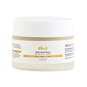 Vilvah Store Milk Mud Fancy Cover| For Detan Non-Comedogenic Non-Irritant & Unclogged Pores | Skin Brightening | With Oat Milk Extract | Saffron Extract | Kaolin Clay | for Men & Women | 50 ML