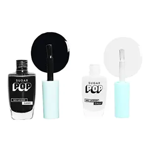 SUGAR POP Nail Lacquer - 21 Black Berry & 31 Ivory Supreme 10 ml - Dries in 45 seconds - Quick-drying Chip-resistant Long-lasting. Glossy high shine Nail Enamel / Polish for women.