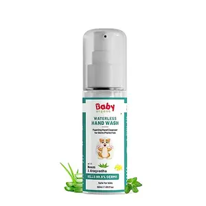 Babyorgano Non Alcoholic Foam Based Waterless 100% Natural & 99.9% Germ Protection Goodness of Aragvadha Aloe Vera & Neem 50ml Pack 1