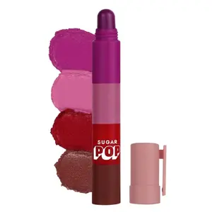 SUGAR POP 4 in 1 Lip Twist - 01 | Multi-use Stackable Lipsticks for Women | Satin Matte Hydrating Formula | 6.4g