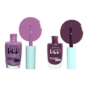 SUGAR POP Nail Lacquer - 09 Lilac Rush & 30 Plum Pluck 10 ml - Dries in 45 seconds - Quick-drying Chip-resistant Long-lasting. Glossy high shine Nail Enamel/Polish for women.