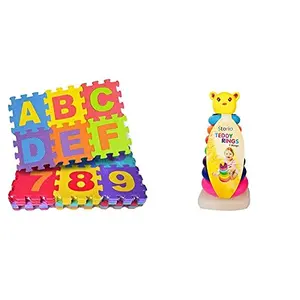 ToysBuddy 36 Pieces Mini Puzzle Foam Mat & Storio 36 Pieces Mini ABCD Alphabet Blocks Puzzle Foam Mat
