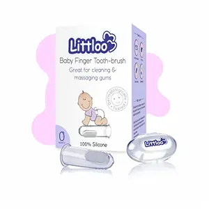 LITTLOO Silicone Finger Toothbrush Great for Massaging and Cleaning Gums Finger Brush| Silicone Brush for Newborn (Clear) (Pack of 1)