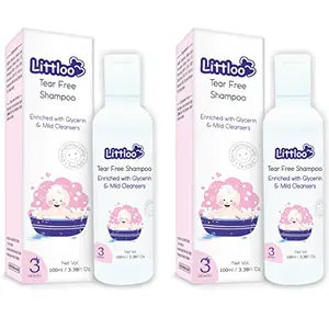 LITTLOO Gentle Tear Free Shampoo-LITTLOO Gentle Tear Free Shampoo for Toddlers & Enriched with Glycerine and Mild Cleansers Nourishes & Moisturizes Hair - 100 ml (Pack of 2)