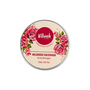 Vilvah Store Wild Rose Face Fancy CoverFor Glowing Skin | Skin Brightening | With Aloe Vera And Rose Water | Goodness Of French k Clay | Suitable For All Skin Types | For Men & Women | 100Gm