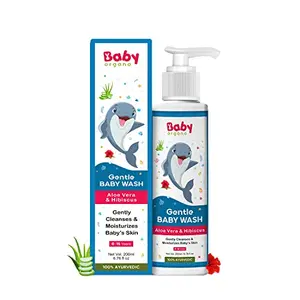 Babyorgano Ayurvedic Body Wash for - Gentle Cleansing and Nourishing with Aloe Vera and Hibiscus Extracts - 100% Natural and Moisturizing 200ml