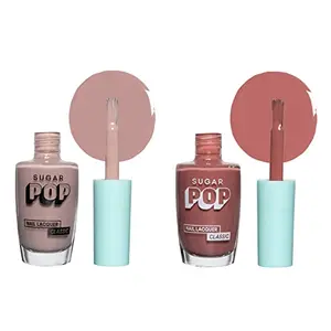 SUGAR POP Nail Lacquer - 08 Silk Stockings & 11 Chocolate Treat 10 ml - Dries in 45 seconds - Quick-drying Chip-resistant Long-lasting. Glossy high shine Nail Enamel/Polish for women.