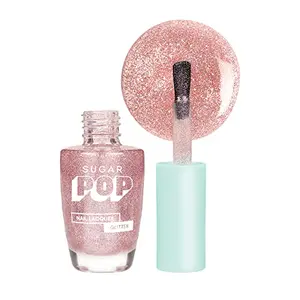 SUGAR POP Nail Lacquers Glitter 01 Rose Quartz (k Glitter) | Dries in 45 seconds |Chip-resistant | Glossy Finish | High Shine | Glitter Nail Polish for Women