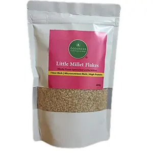 Goodness Farm - Little Millet Flakes/Saamai/Saane/Kutki Flakes (400g)| Millet Cereal| Millet Poha| Ready to cook| free| friendly| No refined sugar| Preservative free| Travel food