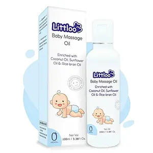 LITTLOO Massage Oil-100ml | Massage Oil with Natural Coconut Oil Sunflower Oil And Rice Bran Oil |Calming & Soothing Massage Oil| Hypoand Dermatologically Tested