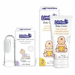 LITTLOO Silicone Finger Toothbrush Great for Massaging and Cleaning Gums Finger Brush| Silicone Brush for Newborn (Clear) (1 count (Pack of 1))